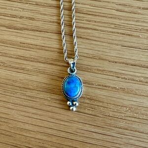 Sterling silver necklace with Apatite Blue Stone Pendant and Sterling chain